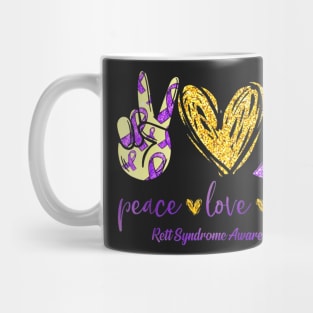 Peace Love Cure Ribbon Rett Syndrome Awareness Mug